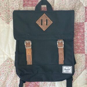 Herschel Supply Company Black Mini Backpack Red White Brown Accents